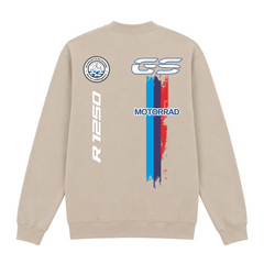 GS Motorrad "3-Stripes" BMW R 1250 GS - Make Life a Ride - 1/4-Zip Sweatshirt - Sand - Rueckseite