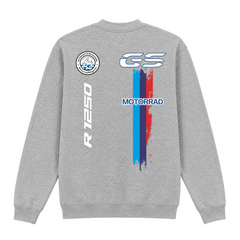 GS Motorrad "3-Stripes" BMW R 1250 GS - Make Life a Ride - 1/4-Zip Sweatshirt - Sport Grey (Heather) - Rueckseite