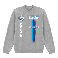 GS Motorrad "3-Stripes" BMW R 1250 GS - Make Life a Ride - 1/4-Zip Sweatshirt - Sport Grey (Heather)