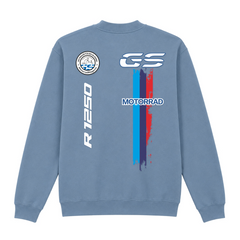 GS Motorrad "3-Stripes" BMW R 1250 GS - Make Life a Ride - 1/4-Zip Sweatshirt - Stone Blue - Rueckseite