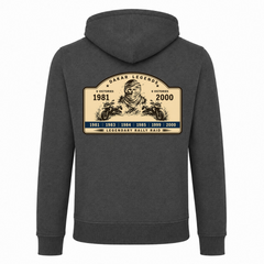 BMW GS Dakar Hommage Zip-Hoodie "Legendary Rally Raid" – exklusive Motorrad-Kapuzenjacke - charcoal - Rueckseite
