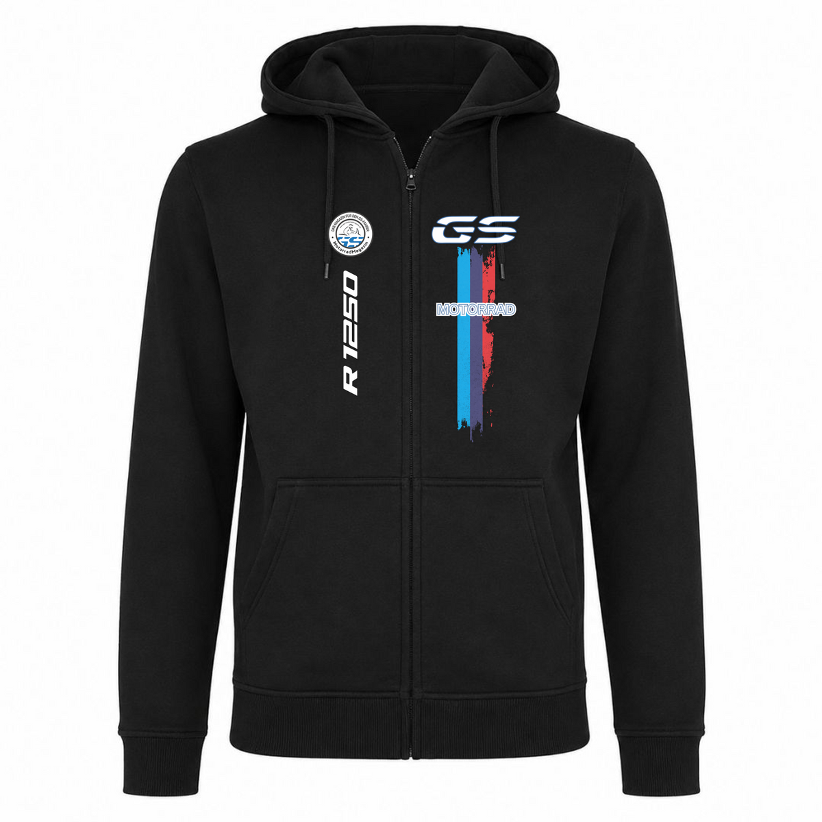 GS Motorrad "3-Stripes" BMW R 1250 GS - Make Life a Ride - Full-Zipper-Hoodie-Jacke - schwarz