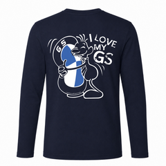 GS Motorrad Just Cool Shirt "I love my GS" L/A Classic atmungsaktiv - French Navy - Rueckseite