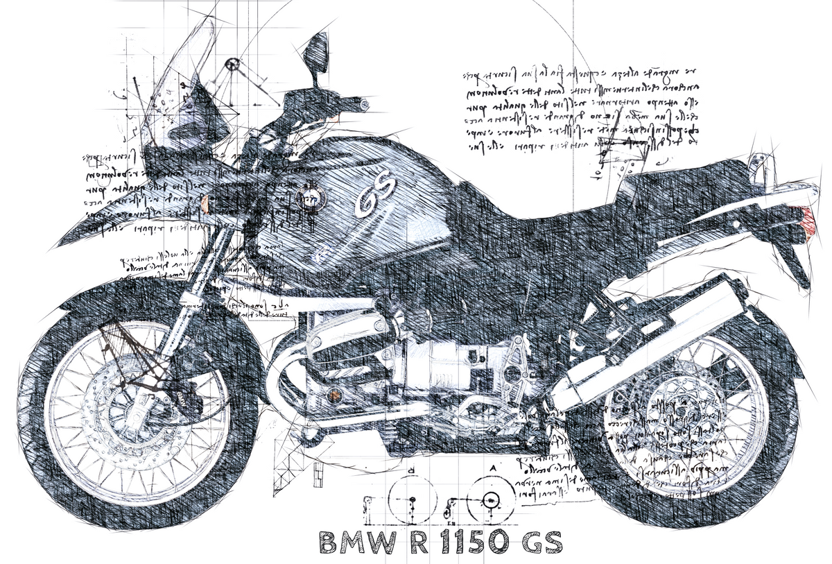 #261 BMW R 1150 GS: Kunstwerk | Da Vinci Stil | BMW GS Poster | Sofort-Download
