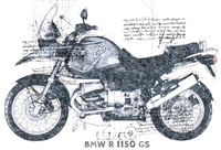 #261 BMW R 1150 GS: Kunstwerk | Da Vinci Stil | BMW GS Poster | Sofort-Download