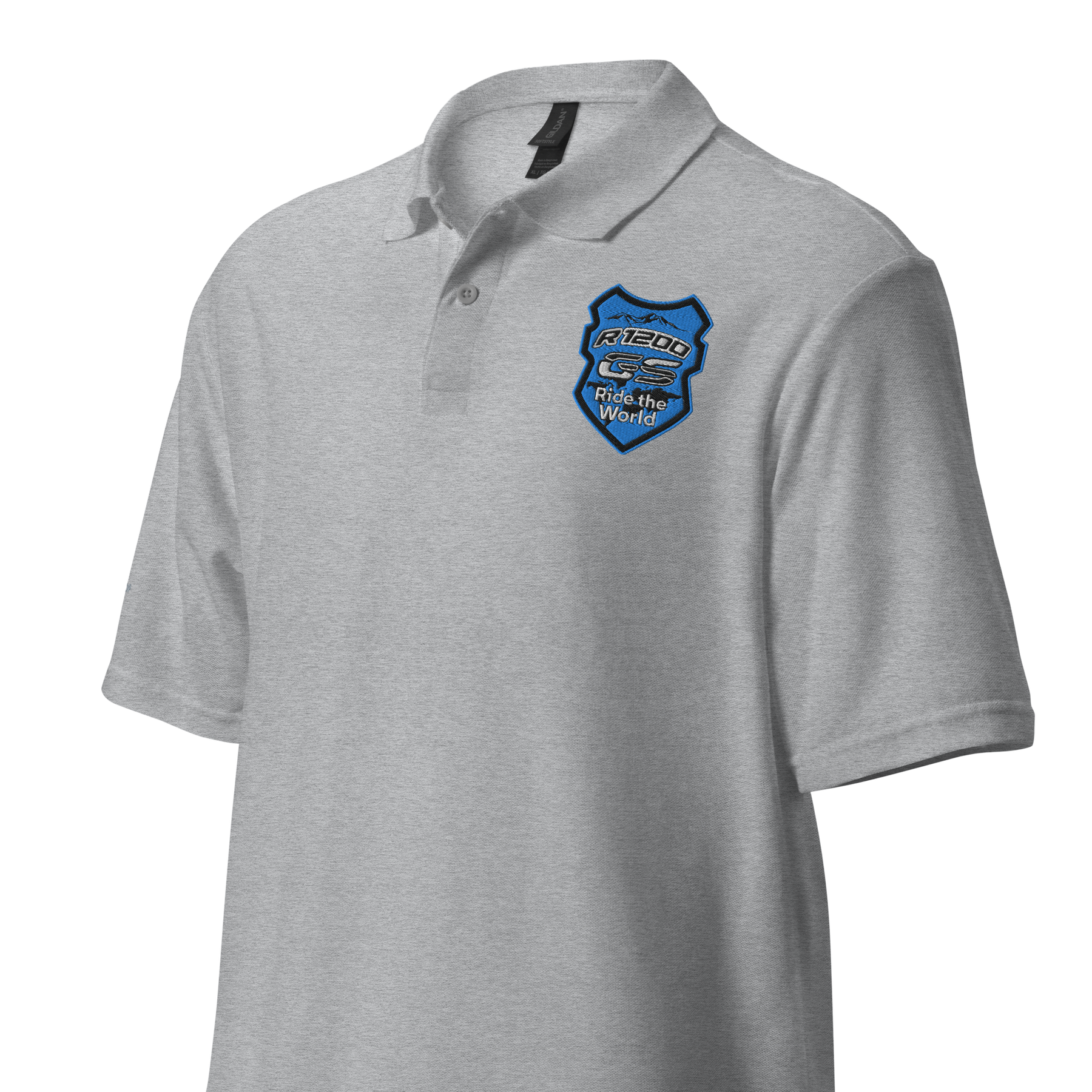 GS motorcycle unisex polo piqué shirt: "Ride the World" R 1200 GS - For all adventure lovers! Elegantly embroidered. Exclusive.