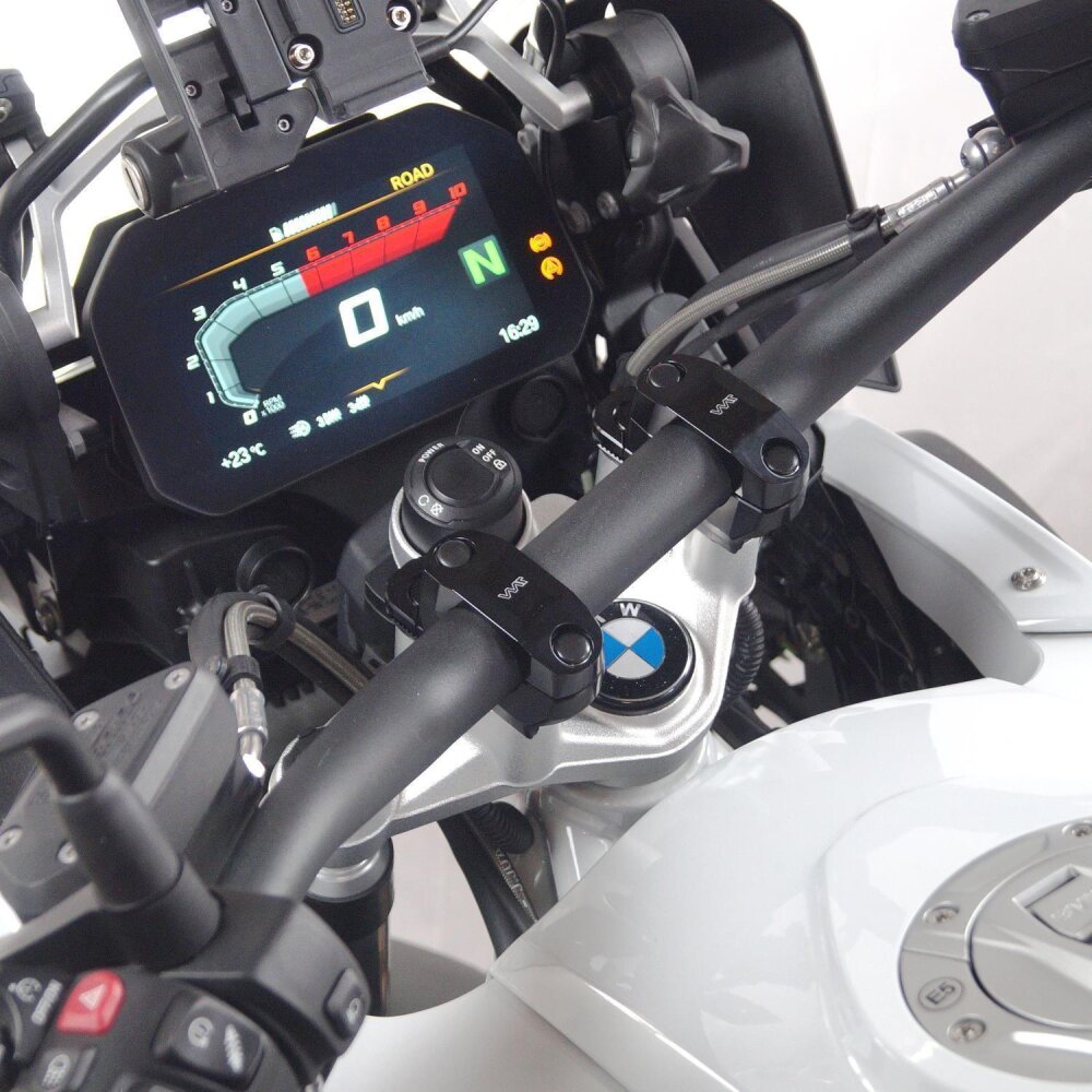 Adjustable handlebar riser for BMW R 1200 GS LC and R 1250 GS & Adventure models black anodized (31568-BL)