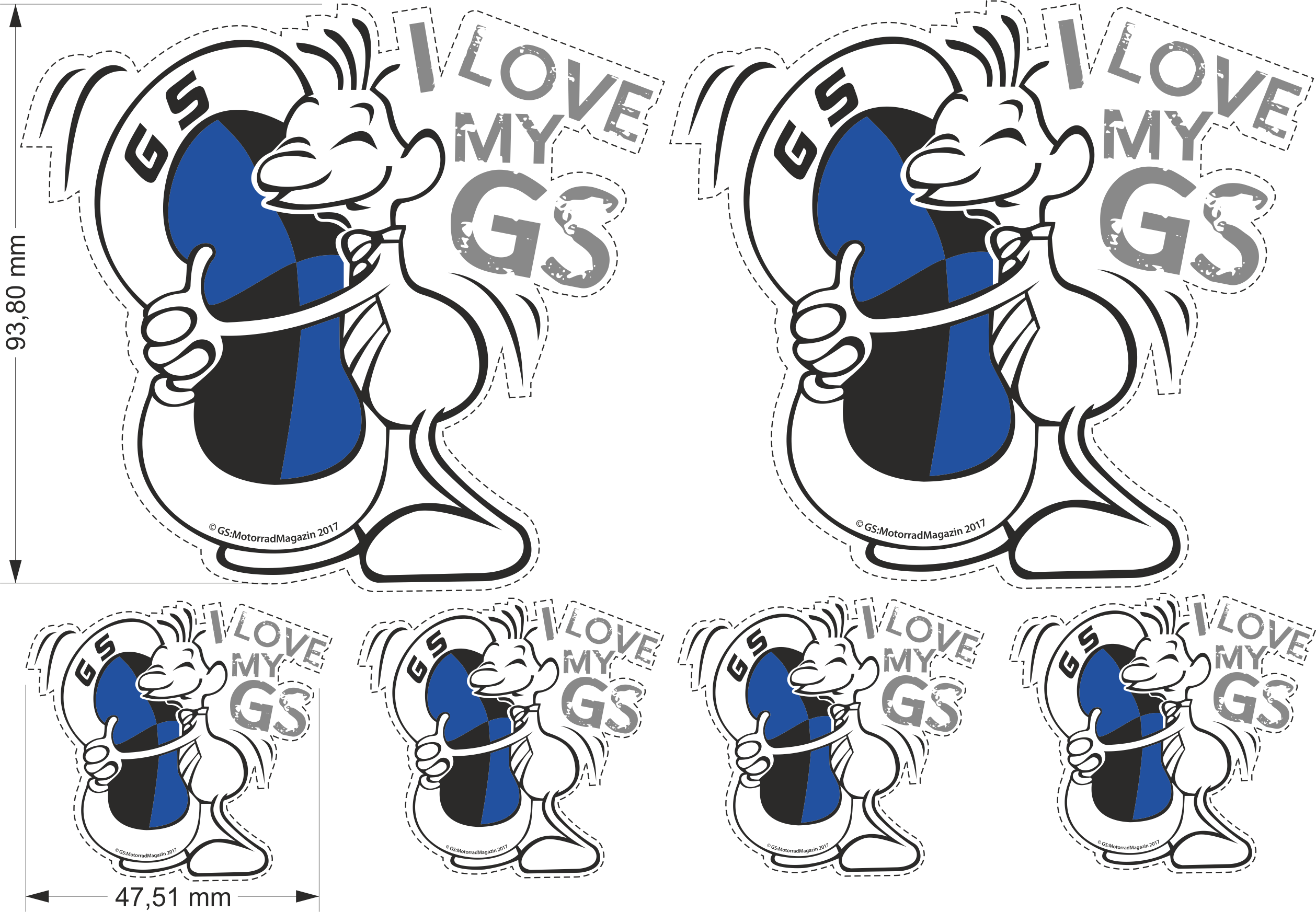 GS »Liebling« - I love my GS - 6teiliges Sticker Set Classic - GS Magazin