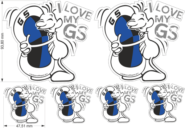 GS »Liebling« - I love my GS - 6teiliges Sticker Set Classic