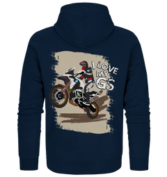 GS Motorcycle "I-Love-My-GS Rider" BMW R 1250 1200 1150 1100 GS (Personalizable!) - Organic Full-Zipper Hoodie Jacket