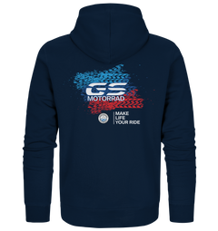 GS Motorrad BMW GS 1250 1200 900 850 "TRACK" MAKE LIFE A RIDE  - Organic FULL-Zipper Hoodie-Jacke