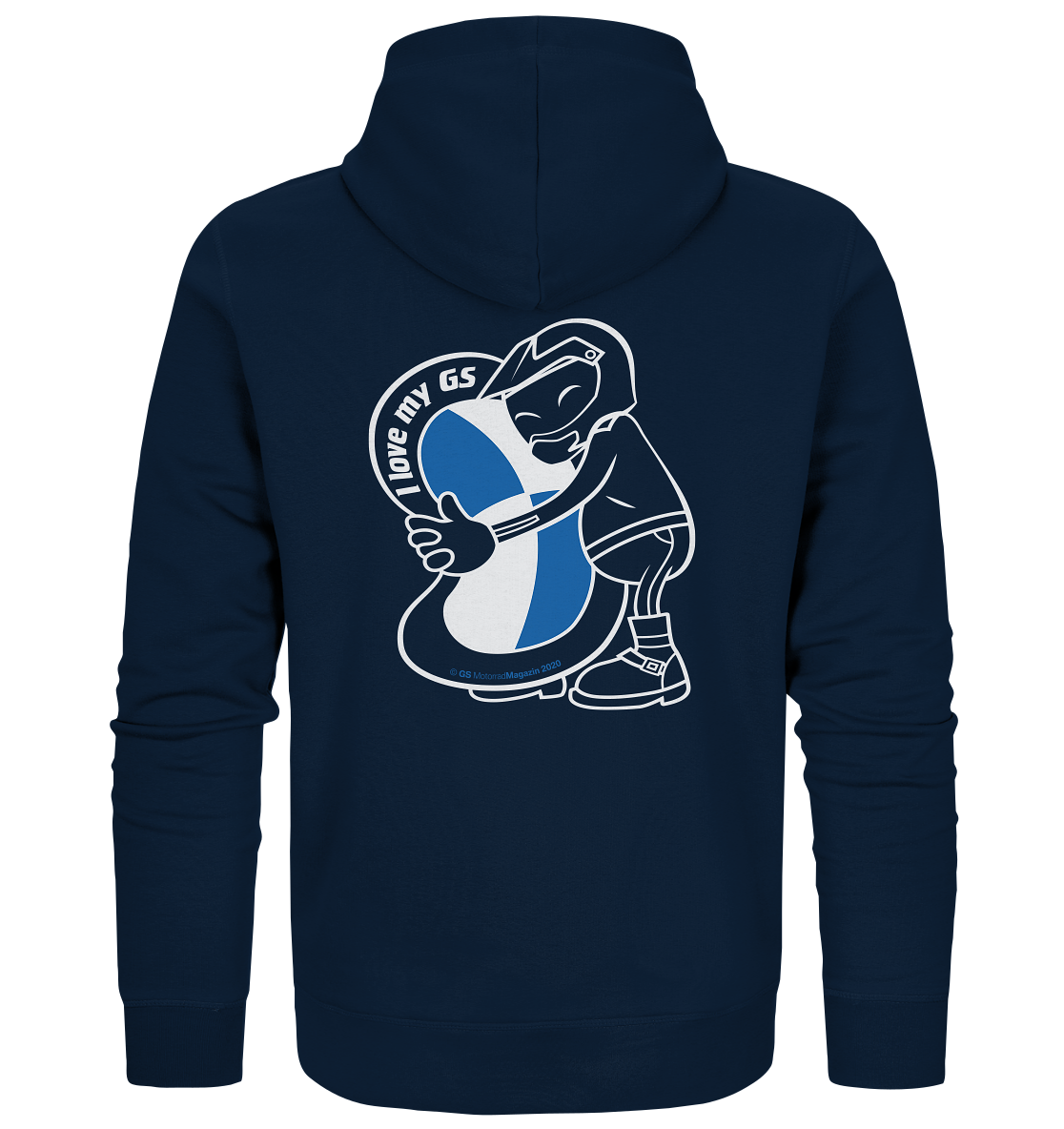 GS Motorrad Liebling Motiv »i-love-my-gs« neues Design - Organic Hoodie Zipper - limitiert - GS Magazin