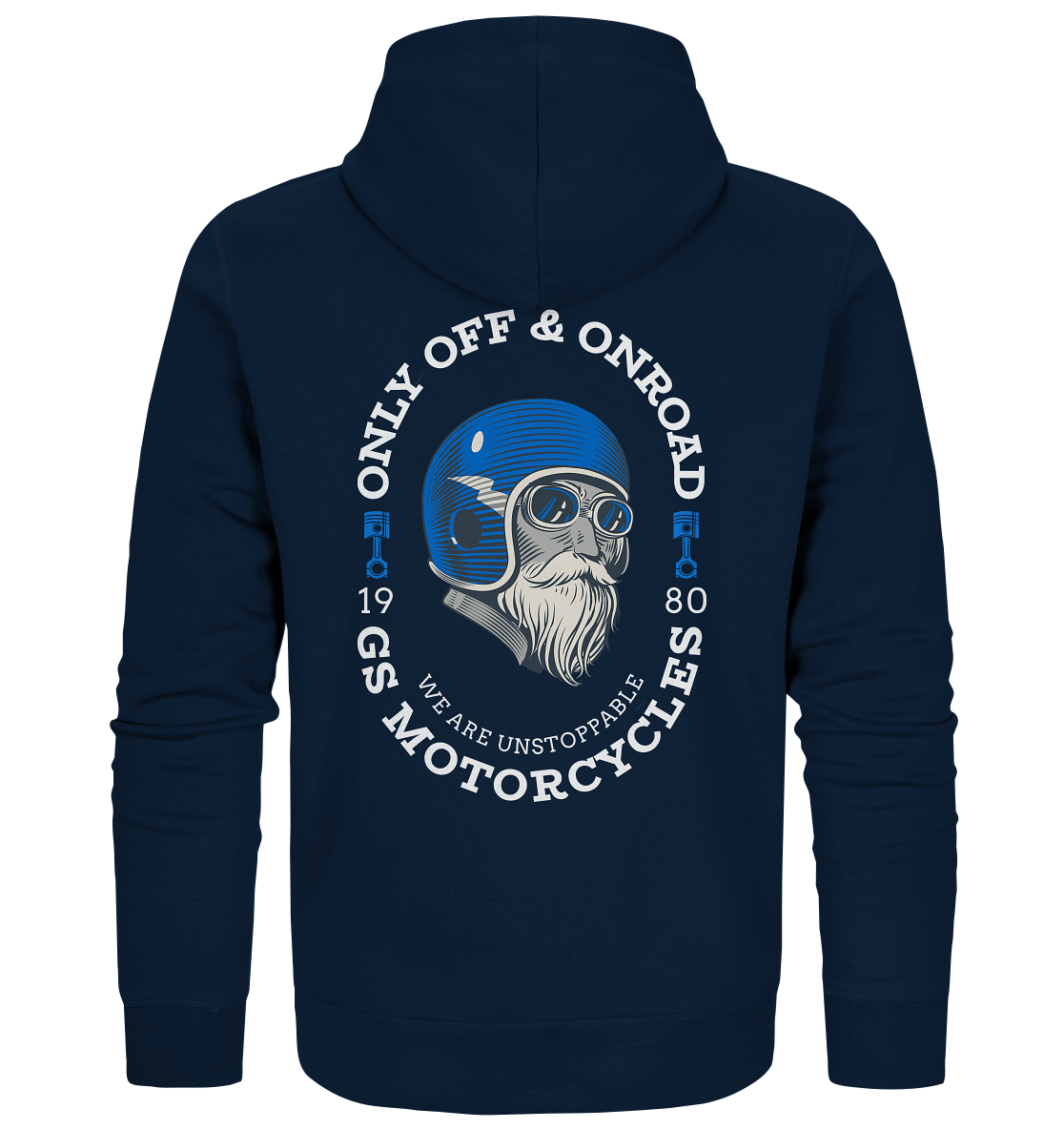 GS Motorrad "WE ARE UNSTOPPABLE - GS MOTORCYCLES" OldschoolDesign - Full-Zipper für SIE & IHN in 3 Farben - GS Magazin