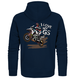 GS Motorcycle "I love my GS Enduro" Design Premium - Organic Full Zipper Hoodie Jacket
