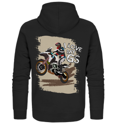 GS Motorcycle "I-Love-My-GS Rider" BMW R 1250 1200 1150 1100 GS (Personalizable!) - Organic Full-Zipper Hoodie Jacket