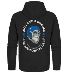GS Motorrad "WE ARE UNSTOPPABLE - GS MOTORCYCLES" OldschoolDesign - Full-Zipper für SIE & IHN in 3 Farben - GS Magazin