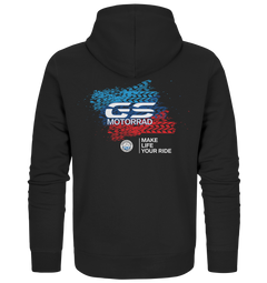 GS Motorrad BMW GS 1250 1200 900 850 "TRACK" MAKE LIFE A RIDE  - Organic FULL-Zipper Hoodie-Jacke