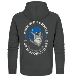 GS Motorrad "WE ARE UNSTOPPABLE - GS MOTORCYCLES" OldschoolDesign - Full-Zipper für SIE & IHN in 3 Farben - GS Magazin