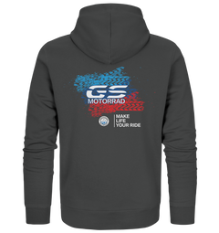 GS Motorrad BMW GS 1250 1200 900 850 "TRACK" MAKE LIFE A RIDE  - Organic FULL-Zipper Hoodie-Jacke
