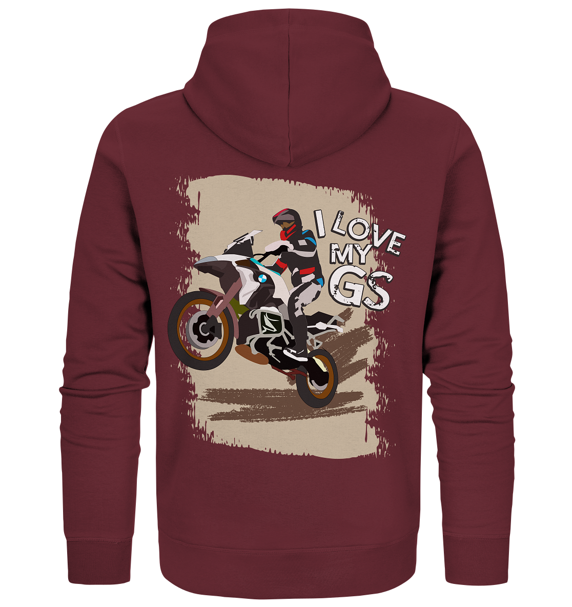 GS Motorcycle "I-Love-My-GS Rider" BMW R 1250 1200 1150 1100 GS (Personalizable!) - Organic Full-Zipper Hoodie Jacket