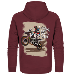 GS Motorcycle "I-Love-My-GS Rider" BMW R 1250 1200 1150 1100 GS (Personalizable!) - Organic Full-Zipper Hoodie Jacket