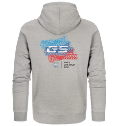 GS Motorrad BMW GS 1250 1200 900 850 "TRACK" MAKE LIFE A RIDE  - Organic FULL-Zipper Hoodie-Jacke