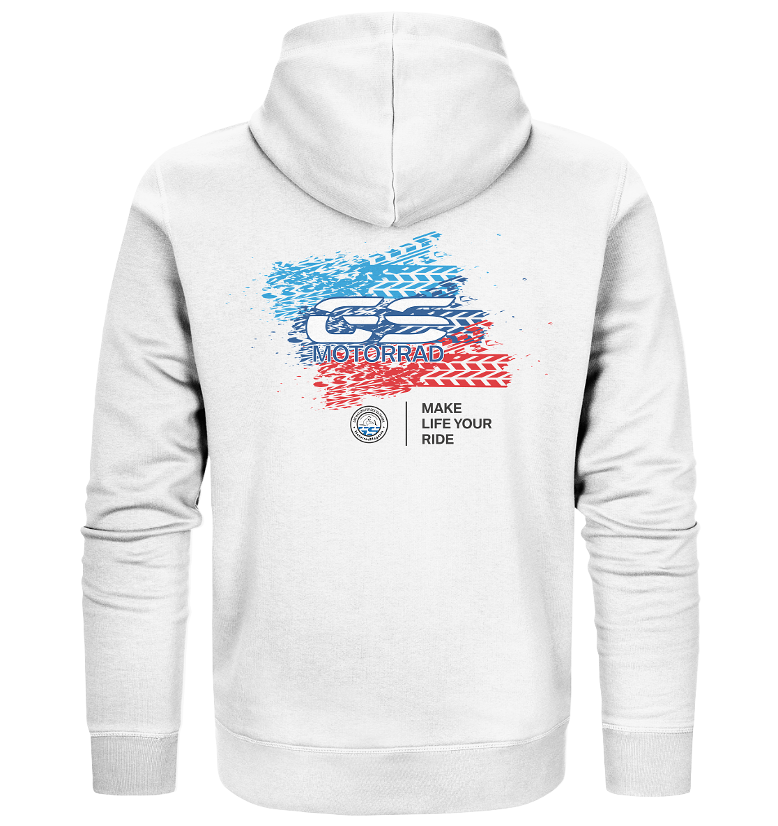 GS Motorrad BMW GS 1250 1200 900 850 "TRACK" MAKE LIFE A RIDE  - Organic FULL-Zipper Hoodie-Jacke