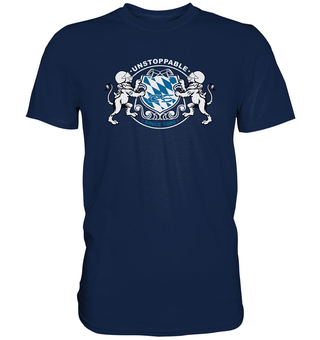 GS Motorrad "UNSTOPPABLE SINCE 1980" Bayern-Wappen im GS Style - Premium Shirt - GS Magazin