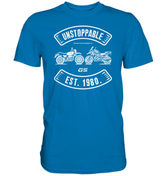 GS Motorrad »UNSTOPPABLE R 80 G/S versus R 1250 GS« seit 1980 - Herren Premium Shirt - GS Magazin