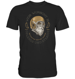 GS Motorrad "Weis Wurscht is - Gelände/Strasse" Oldschool Biker  - Premium Herren Shirt lieferbar 4 Farben - GS Magazin