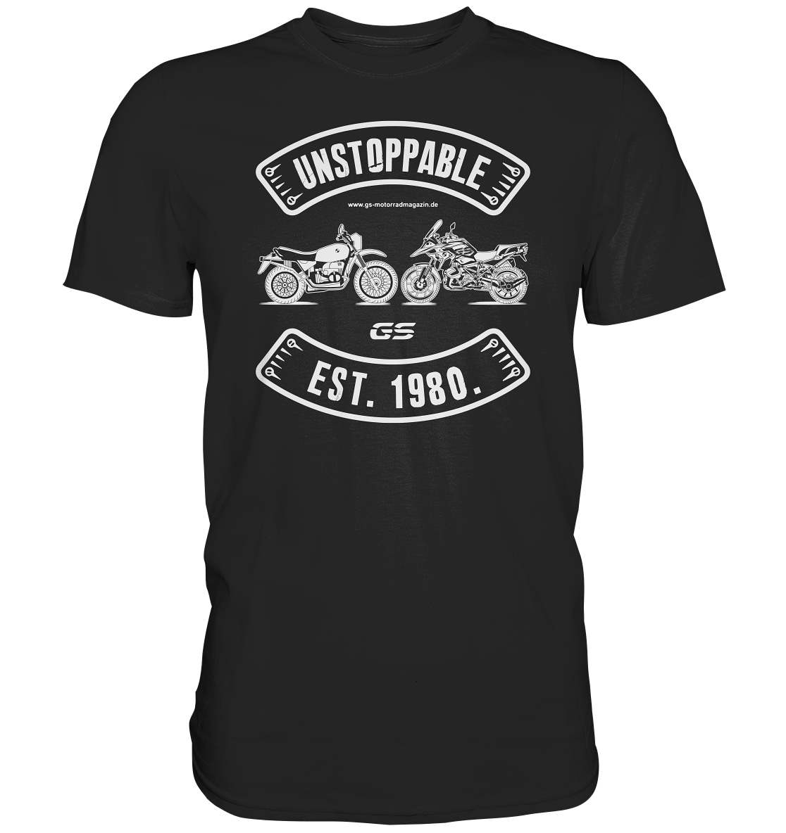 GS Motorrad »UNSTOPPABLE R 80 G/S versus R 1250 GS« seit 1980 - Herren Premium Shirt - GS Magazin