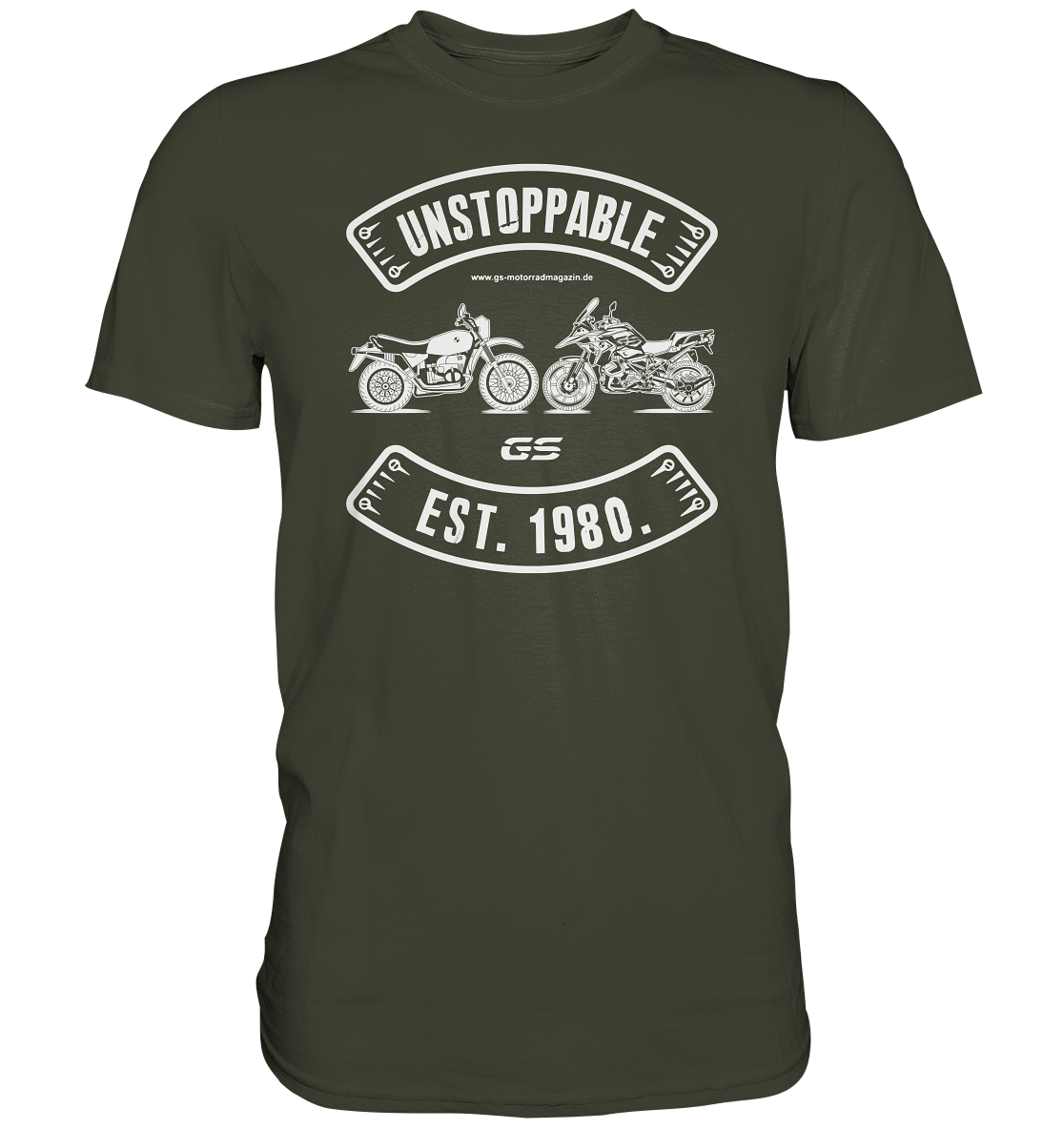 GS Motorrad »UNSTOPPABLE R 80 G/S versus R 1250 GS« seit 1980 - Herren Premium Shirt - GS Magazin