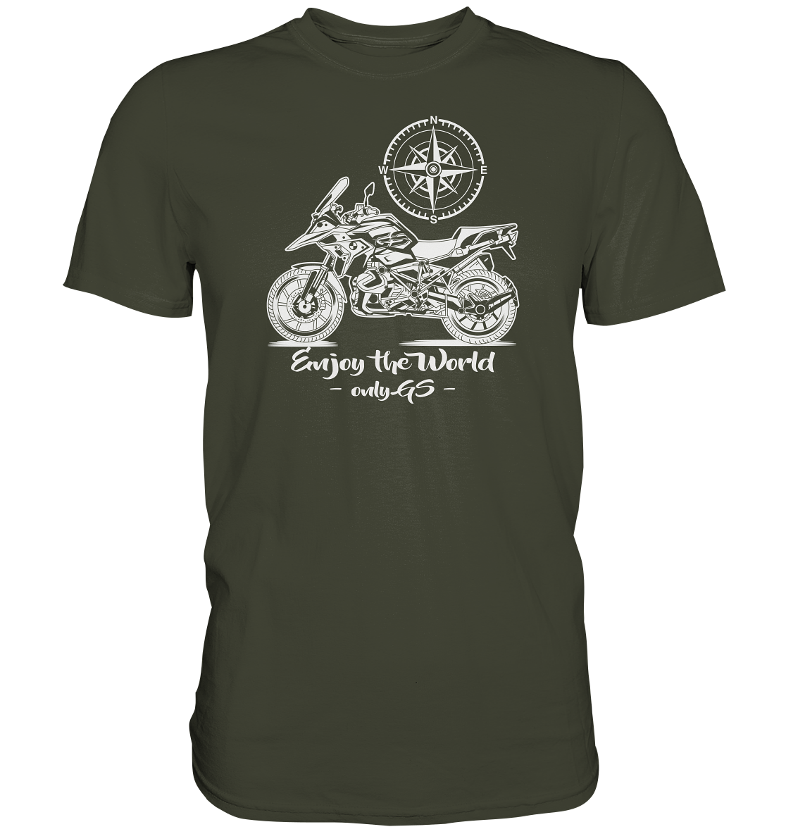 GS Motorrad - Enjoy the world / Only GS - mit Kompass Motiv - Premium Shirt - GS Magazin