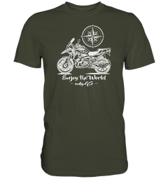 GS Motorrad - Enjoy the world / Only GS - mit Kompass Motiv - Premium Shirt - GS Magazin