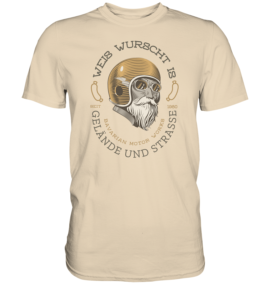 GS Motorrad "Weis Wurscht is - Gelände/Strasse" Oldschool Biker  - Premium Herren Shirt lieferbar 4 Farben - GS Magazin