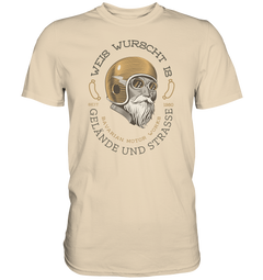 GS Motorrad "Weis Wurscht is - Gelände/Strasse" Oldschool Biker  - Premium Herren Shirt lieferbar 4 Farben - GS Magazin