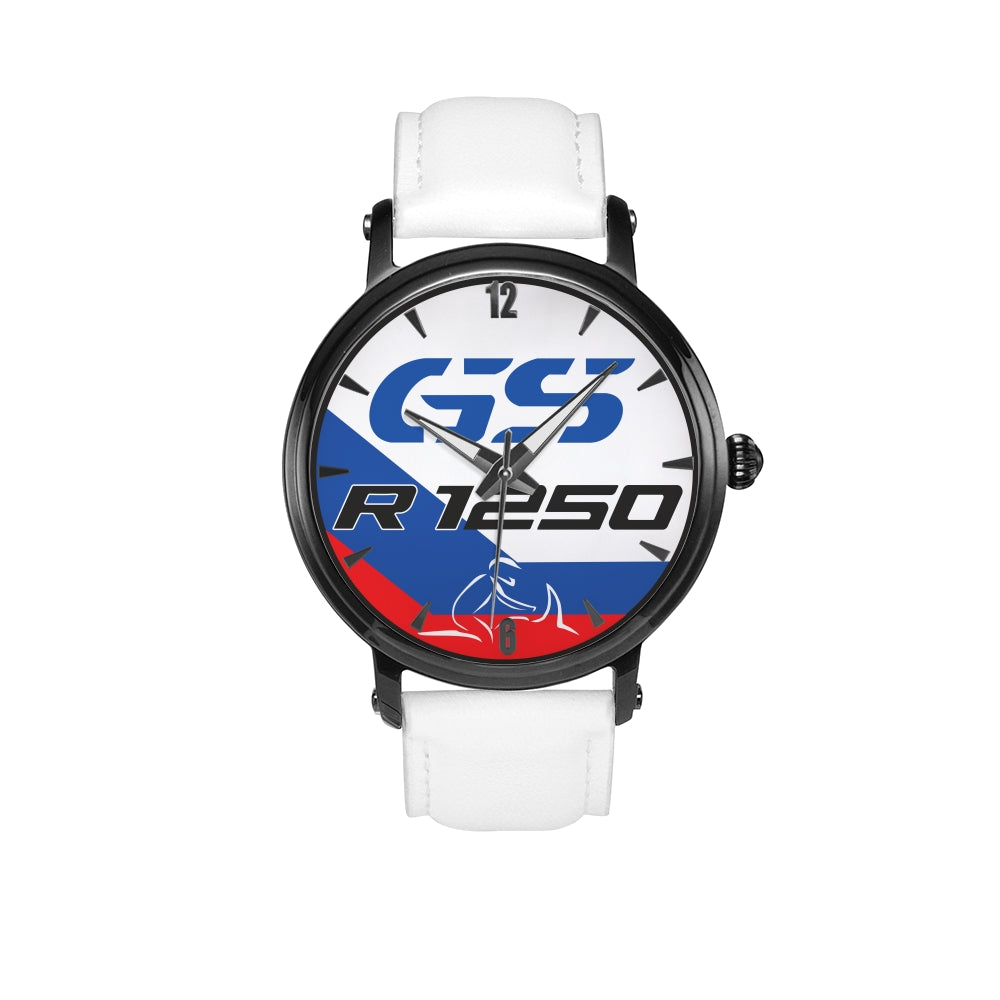 GS Motorrad R 1250 GS HP Style Watch/Uhr wasserdicht - Echtleder Armband - GS Magazin